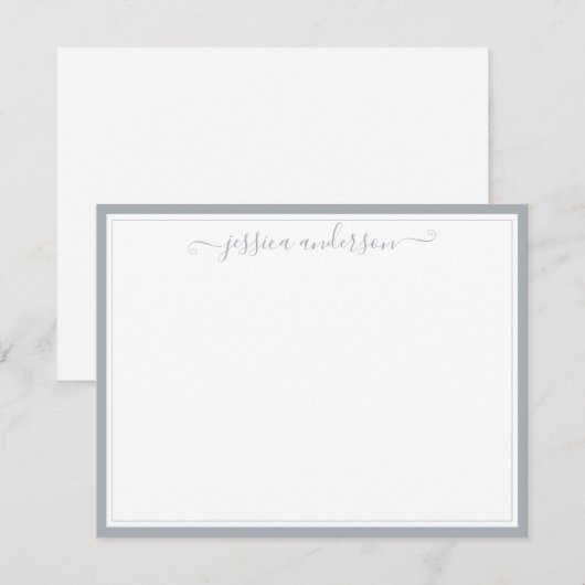 Light Grey Elegant Modern Meys Classic Script Notitiekaartje (Voorkant / Achterkant)