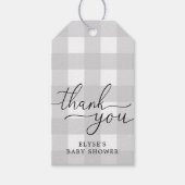 Light Grey Gingham Baby shower - Hartelijk dank vo Cadeaulabel (Voorkant)