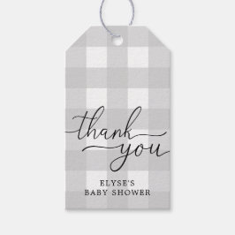 Light Grey Gingham Baby shower - Hartelijk dank vo Cadeaulabel