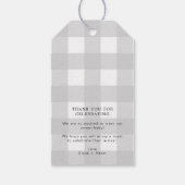 Light Grey Gingham Baby shower - Hartelijk dank vo Cadeaulabel (Achterkant)