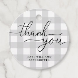 Light Grey Gingham Dank u voor het ronde Label