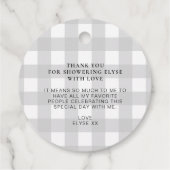 Light Grey Gingham Dank u voor het ronde Label (Achterkant)