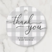 Light Grey Gingham Dank u voor het ronde Label (Voorkant)