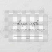 Light Grey Gingham Diaper Raffle Ticket Kaart (Voorkant / Achterkant)