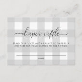 Light Grey Gingham Diaper Raffle Ticket Kaart (Voorkant)