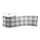 Light Grey Gingham Satijnen Lint (Spoel)