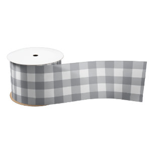 Light Grey Gingham Satijnen Lint