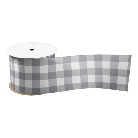 Light Grey Gingham Satijnen Lint (Spoel)