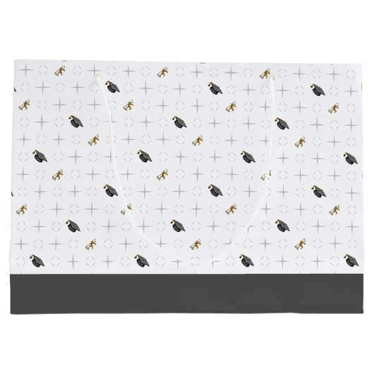 Light Grey Graduation Caps and Diploma Pattern Groot Cadeauzakje (Achterkant)