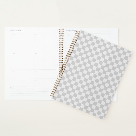 Light Grey Gray Checkered Checkerboard Planner (Display)
