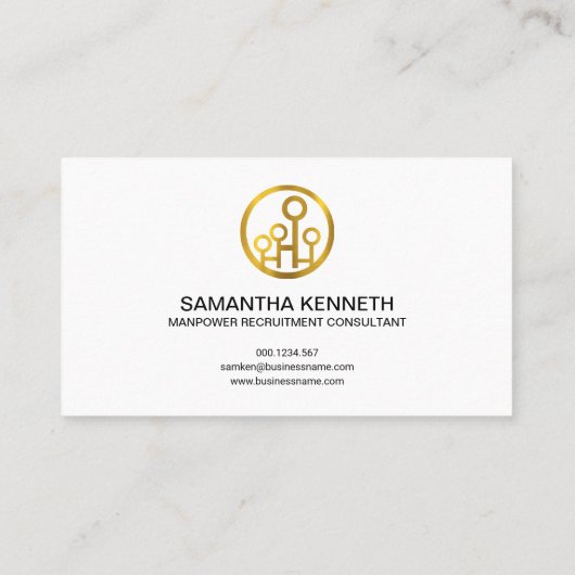Light Grey Grunge Gold Icon Manpower Consultant Visitekaartje (Achterkant)
