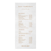 Light Grey Linen Salon Spa Price List Service Menu (Voorkant)