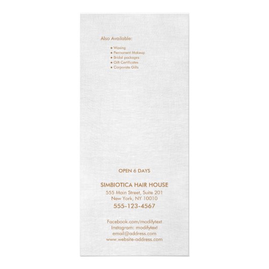 Light Grey Linen Salon Spa Price List Service Menu (Achterkant)