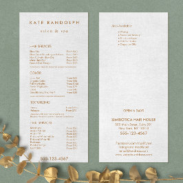 Light Grey Linen Salon Spa Price List Service Menu