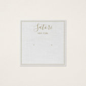 Light Grey Linen Signature Stud Earning Display Vierkante Visitekaartjes (Voorkant)