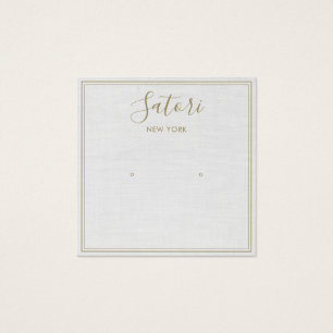 Light Grey Linen Signature Stud Earning Display Vierkante Visitekaartjes