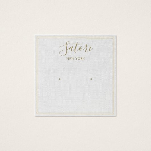 Light Grey Linen Signature Stud Earning Display Vierkante Visitekaartjes (Voorkant)