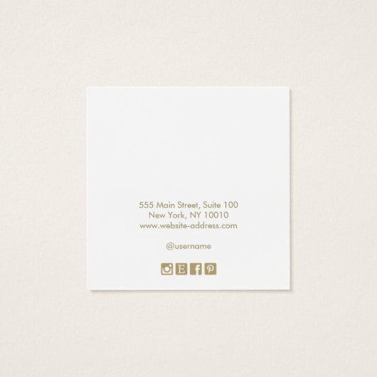 Light Grey Linen Signature Stud Earning Display Vierkante Visitekaartjes (Achterkant)