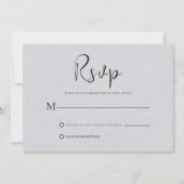 Light Grey Linen Simple Black Script RSVP-kaart Kaart (Voorkant)