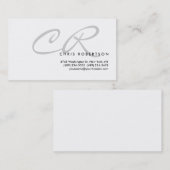 Light Grey Monogram White Standard Visitekaartje (Voorkant / Achterkant)