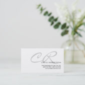 Light Grey Monogram White Standard Visitekaartje (Staand voorkant)