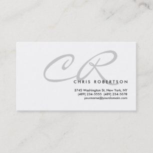 Light Grey Monogram White Standard Visitekaartje