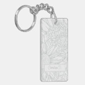 Light Grey on White Chrysanthemums with Photo Sleutelhanger (Voorkant Links)