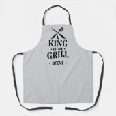 Light Grey Personalized King of The Grill Schort (Voorkant)