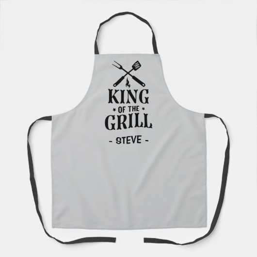 Light Grey Personalized King of The Grill Schort (Voorkant)