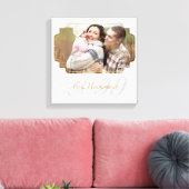 Light Grey Pinstriped Familienaam SQUARE Foto Canvas Afdruk (Insitu (Woonkamer))
