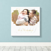 Light Grey Pinstriped Familienaam SQUARE Foto Canvas Afdruk (Insitu (Houten vloer))
