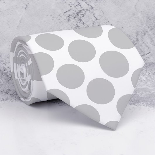 Light Grey Polka Dots on White Custom Necktie Stropdas