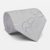 Light Grey Silver Floral Wedding Stropdas (Opgerold)