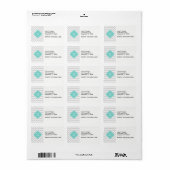 Light Grey White Chevron Aqua Quatrefoil Monogram Etiket (Full Sheet)
