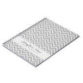 Light Grey & White Chevron Pattern Linen look Notitieboek (Linkerzijde)