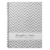 Light Grey & White Chevron Pattern Linen look Notitieboek (Voorkant)