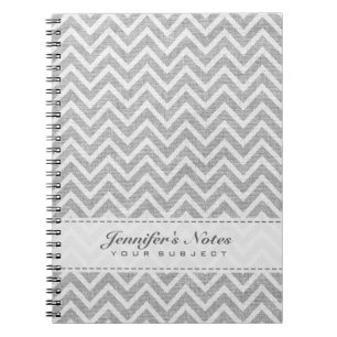 Light Grey & White Chevron Pattern Linen look Notitieboek