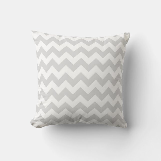 Light Grey White Chevron Zig-Zag Pattern Kussen (Voorkant)