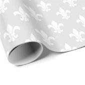 Light Grey White Fleur de Lis Pattern Cadeaupapier (Rol Hoek)