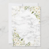 Light Grey White Floral Gold Marble Photo Wedding Kaart (Achterkant)
