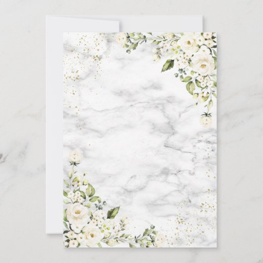 Light Grey White Floral Gold Marble Shower per pos Kaart (Achterkant)