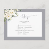 Light Grey White Floral Script Weddenschap RSVP Uitnodiging Briefkaart (Voorkant)