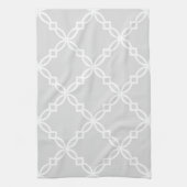 Light Grey White Large Fancy Quatrefoil Patroon Theedoek (Verticaal)