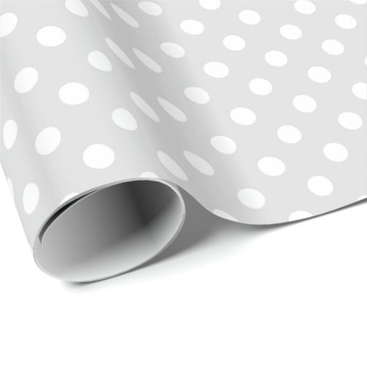 Light Grey White Large Polka Dot Pattern Cadeaupapier (Rol Hoek)