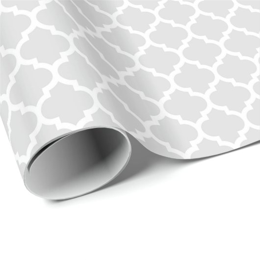 Light Grey White Moroccan Quatrefoil Pattern #5 Cadeaupapier (Rol Hoek)