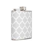 Light Grey White Moroccan Quatrefoil Pattern #5 Heupfles (Rechts)