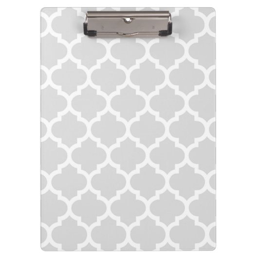 Light Grey White Moroccan Quatrefoil Pattern #5 Klembord (Voorkant)