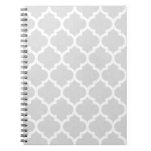 Light Grey White Moroccan Quatrefoil Pattern #5 Notitieboek