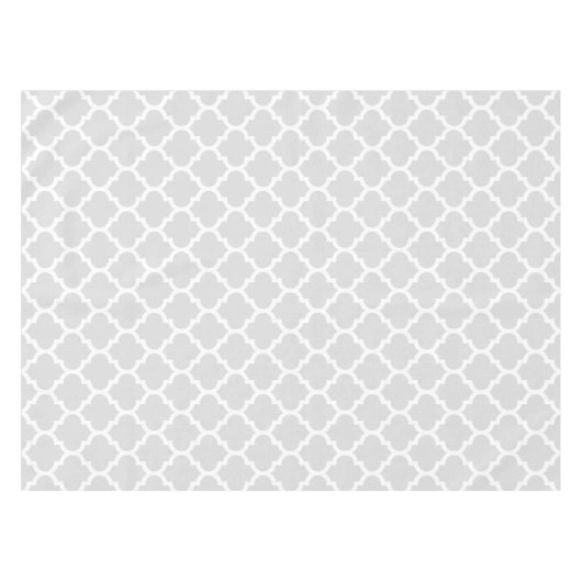 Light Grey White Moroccan Quatrefoil Pattern #5 Tafelkleed (Voorkant (Horizontaal))