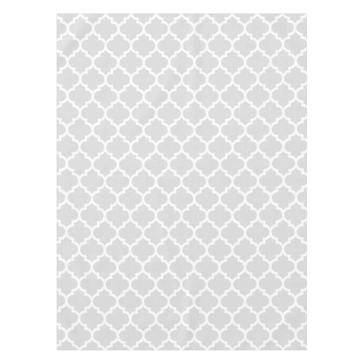 Light Grey White Moroccan Quatrefoil Pattern #5 Tafelkleed (Voorkant)